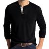 Men's Long-Sleeve Henley Crew Neck T-Shirt for Autumn and Winter