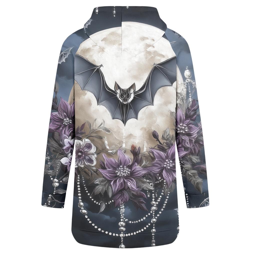 Women's Halloween Printed Long Sleeve Hoodie Casual Fashion Pullover Top