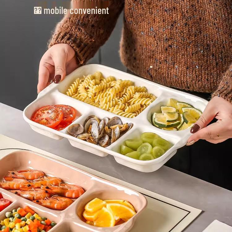 Multi-Compartment Ceramic Plate for Kids & Adults - Ideal for Weight Loss & Postpartum, Aesthetic Design for Balanced Meals