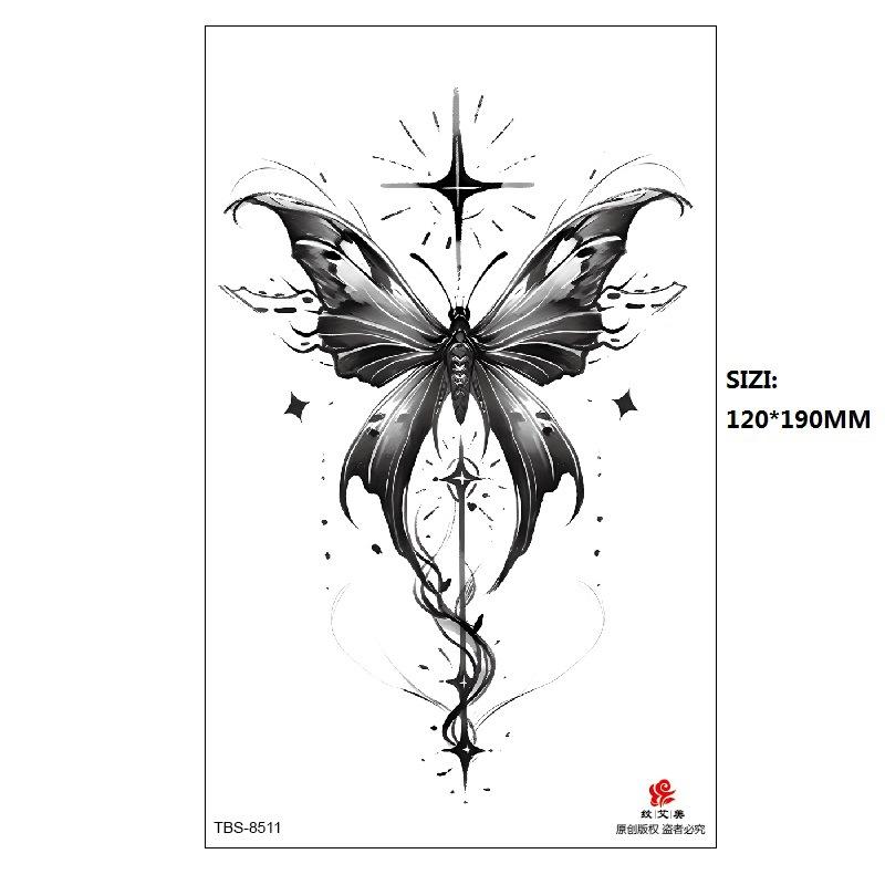 Black Butterfly Owl Sunflower Set Water Transfer Simulation Temporary Tattoo Sticker
