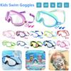 Kids Swimming Goggles Big Frame HD View Anti-fog Waterproof Children's Swim Glasses Boys Girls Eyewear with Ear Plug & Nose Clip