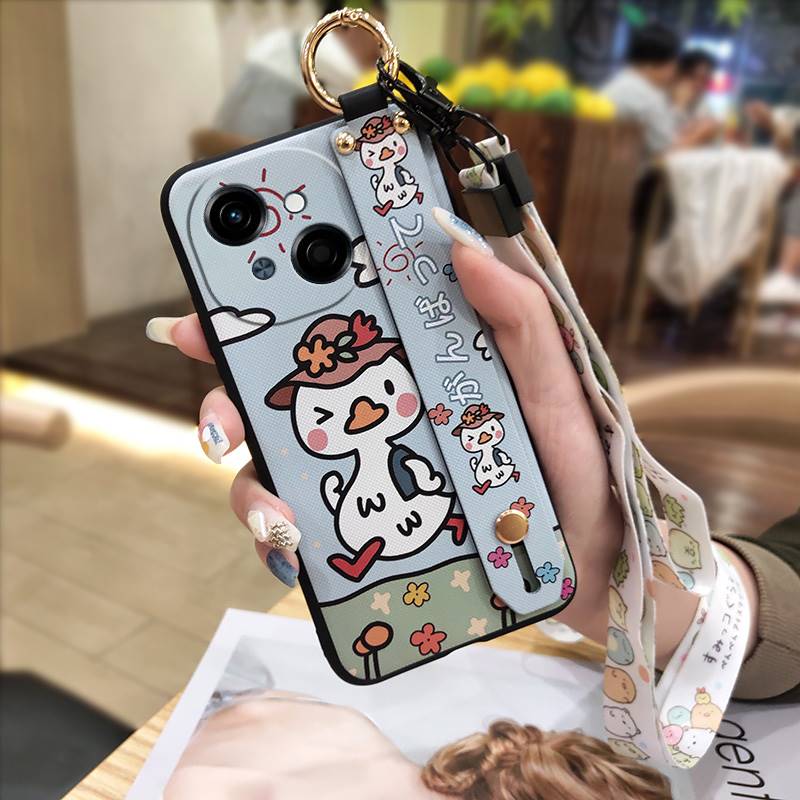 Silicone Ring Phone Case For Tecno POP9 4G/Spark GO 1/KL4 Cute Kickstand Wristband Soft case Waterproof Wrist Strap