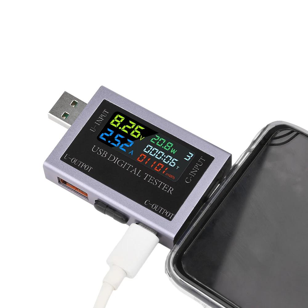 Voltage Meters Current Voltage Capacity Battery Tester USB/Type-C Volt Current Detector Charger Capacity Tester Meter DC 4-50V