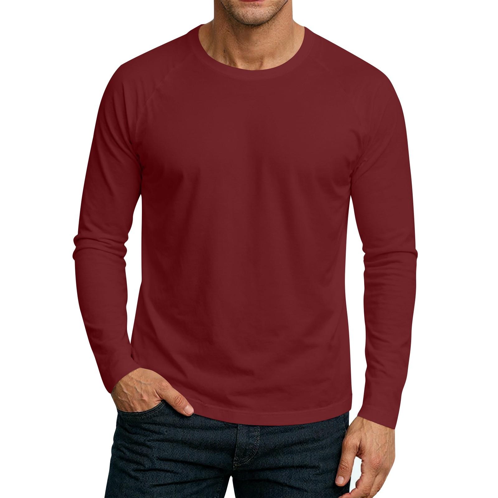 

Men s Round Neck Plunger Long Sleeve T-Shirt Top XL