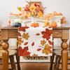 Fall Harvest Maple Leaf Linen Table Runner Holiday Party Decor Reusable Farmhouse Kitchen Dining Table Runner Autumn Decorations