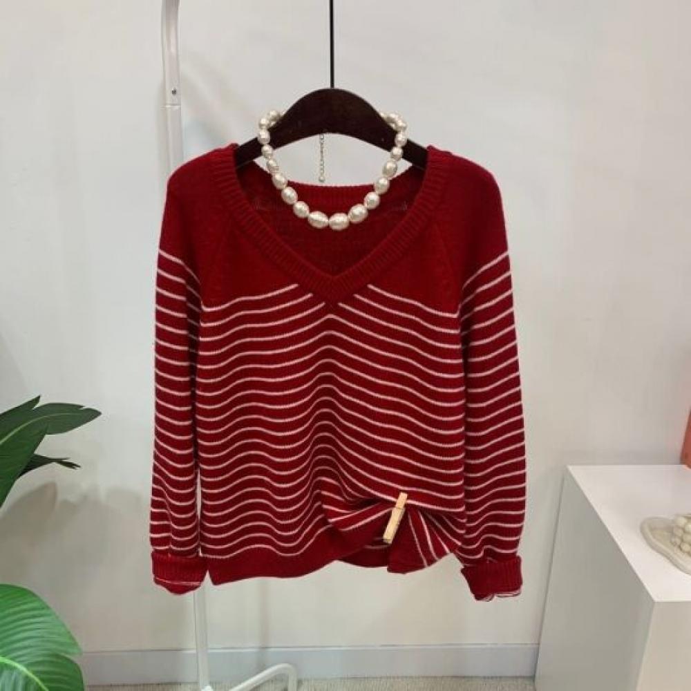 C S In The Room Women Huddle ColorbloCk Stripe Raglan V neCk Knit 4Color