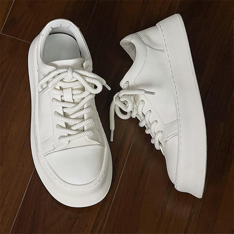 

Простые и универсальные однотонные белые туфли 2025 года, японские туфли на толстой подошве, увеличивающие рост, повседневная обувь, модная мужская обувь 38 белый