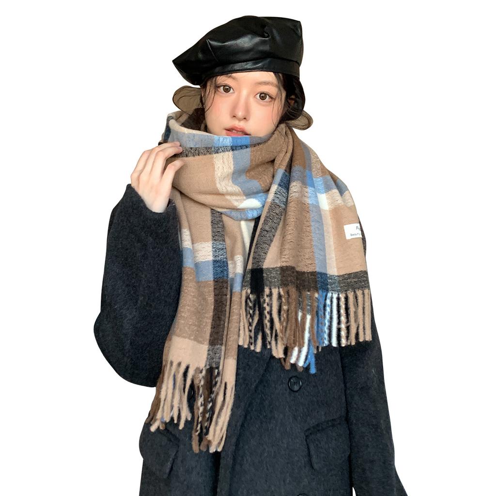 Autumn new thickened tassel imitation cashmere warm scarf student cold scarf winter travel outside shawl