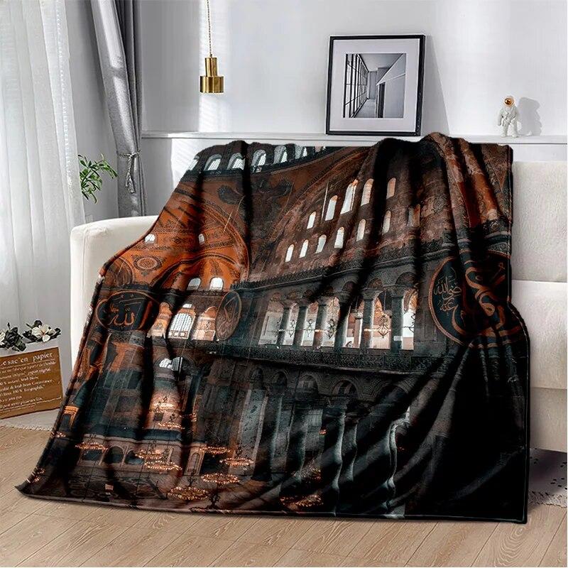 Islám muslimská modlitební kaligrafická přikrývka, měkká přikrývka pro domácí postel pohovka pohovka piknik cestovní kancelář přikrývka na odpočinek dítě