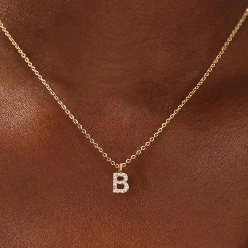 14k Gold-Plated Rhinestone Letter Necklace - Personalized Clavicle Chain Fashion Gift