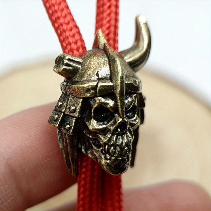 Skull Head Soldier Brass Knife Beads EDC DIY Paracord Woven Bracelets Lanyard Key Chain Pendants Accessories Outdoor Tool Charms