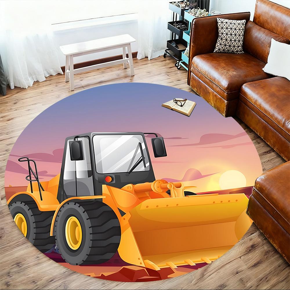 1pc bulldozer construction Round Chair mat Area Rug - Non-Slip, Floor Mat for Office, Bedroom, and Indoor Decor c1125414
