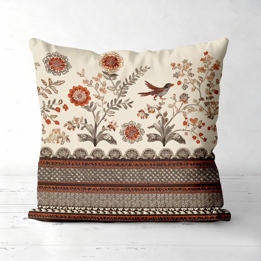 Pieces Vintage Floral Bird Print Pillow Covers Polyester Sofa Decorative Cushion Cov Headboard Pillow (Without Pillow Core