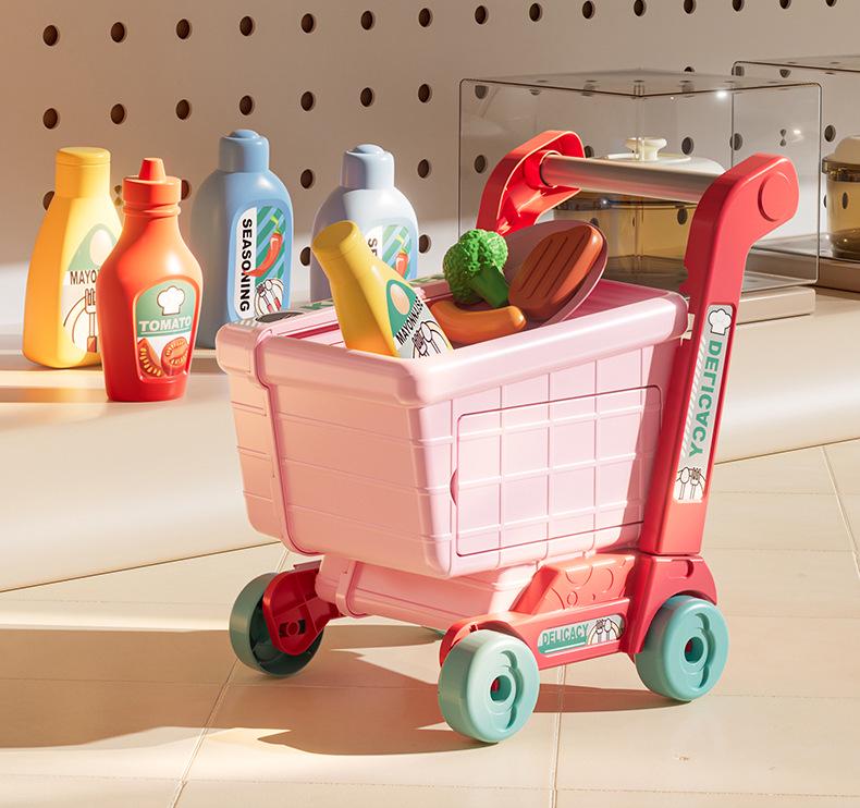Mini Kitchen Playset: Pretend Play Shopping Cart & Cooking Toys for Kids