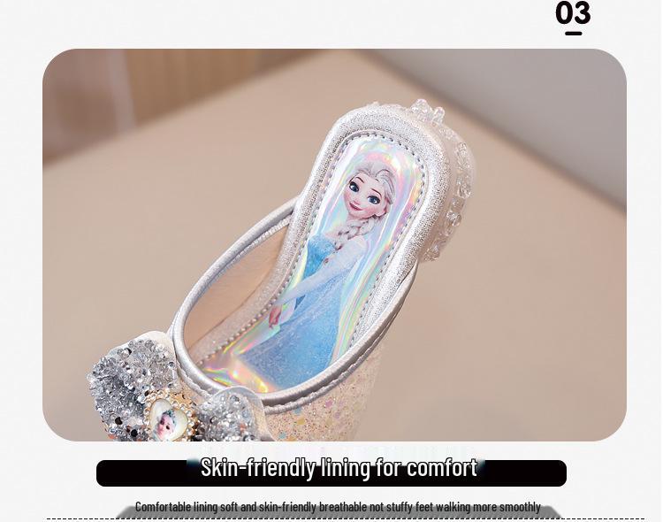 2026 New Girls' Elsa Princess Summer Sandals - Medium & Older Children's Flip-Flop Shoes with Small Heels