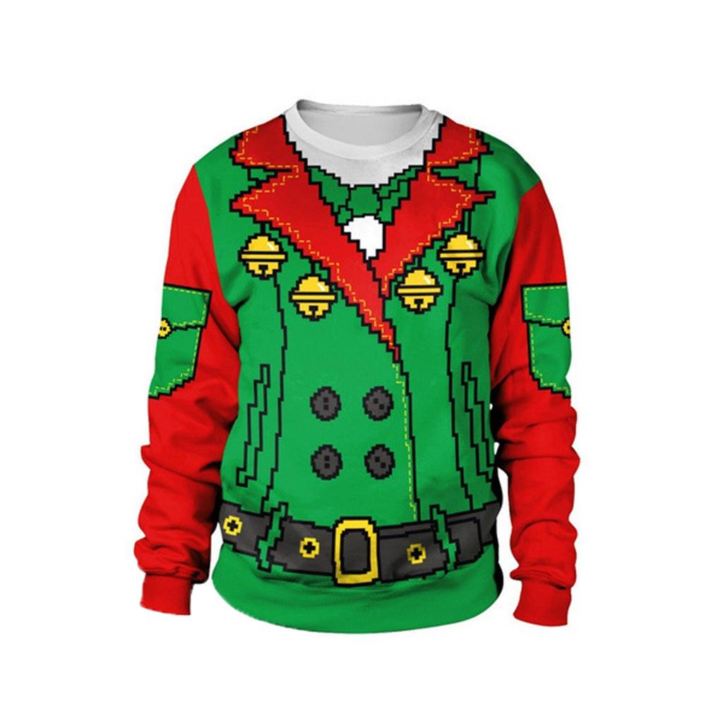 Women And Men Funny Christmas Print Tops Fashion Warm Long-sleeved Sweatshirt Casual Pullover Blouse