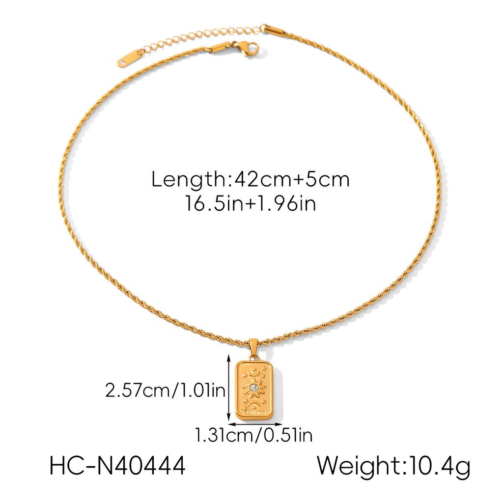 Tarot 3D Relief Diamond-encrusted Eight-pointed Star Pendant Necklace Flower Sun God Stainless Steel Jewelry