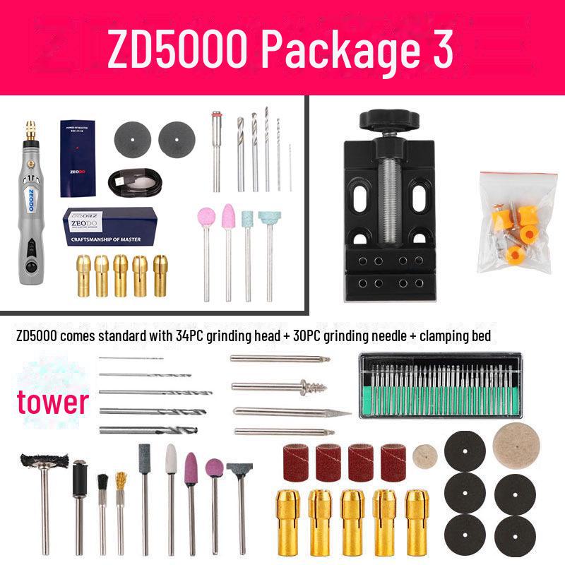 Electric Grinder ZD5000: Rechargeable, Speed Regulating, Mini, Polishing, Jade Engraving, Small Wood Engraving Machine