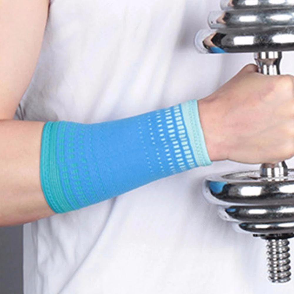 Breathable Nylon Knit Basketball Volleyball Sweat Bands Compression Protective Sports Wristband