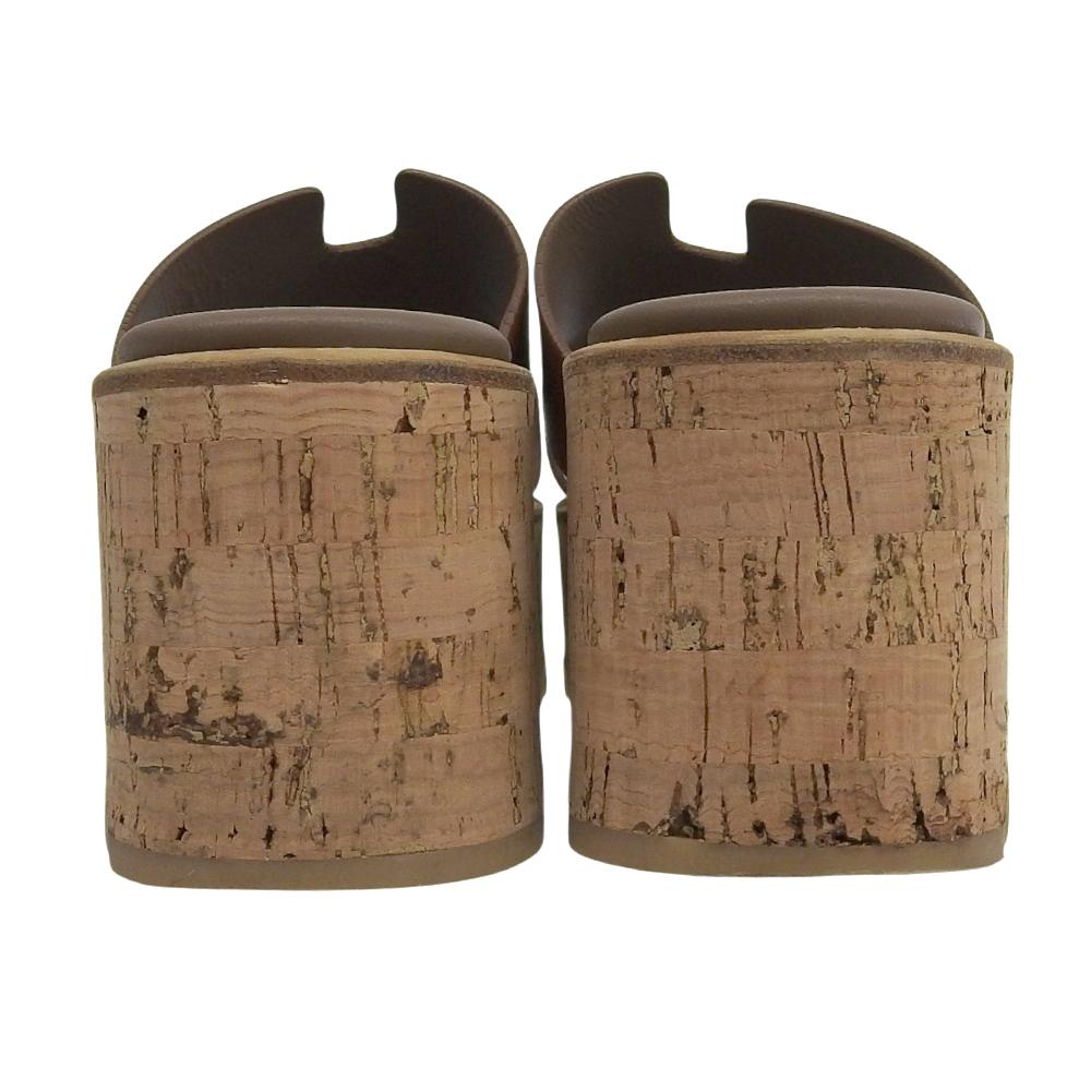 HERMES Eze platform sandals, women's, brown, size 36 shoes 36 BrownUsed