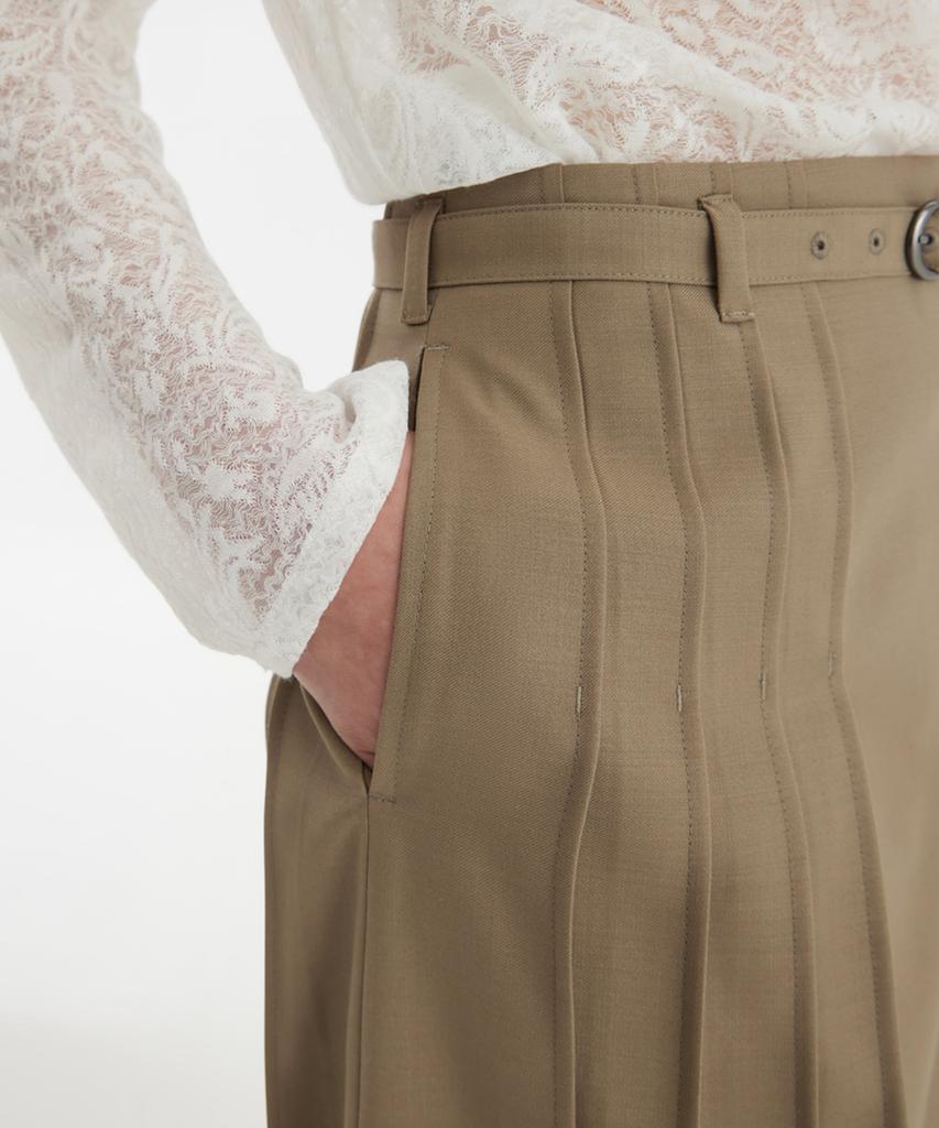 Youth Pleats Midi Skirt - Beige