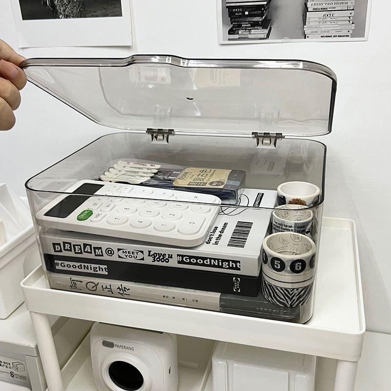 Clear Plastic Storage Box Multi-Purpose Desktop Organizer For Home Office Makeup Jewelry Bathroom