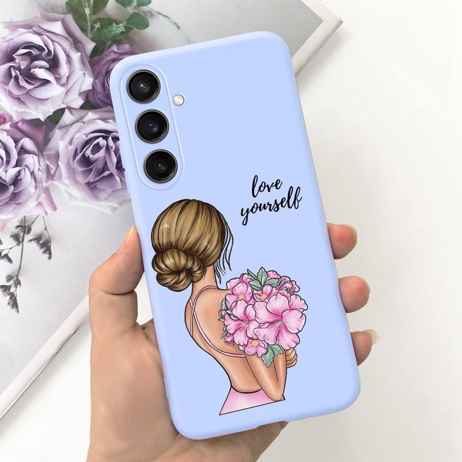 For Samsung Galaxy A55 Case Pretty Cartoon Girls Sunflower Cover Soft TPU Phone Case For Samsung A15 A25 A35 A55 5G Fundas Coque