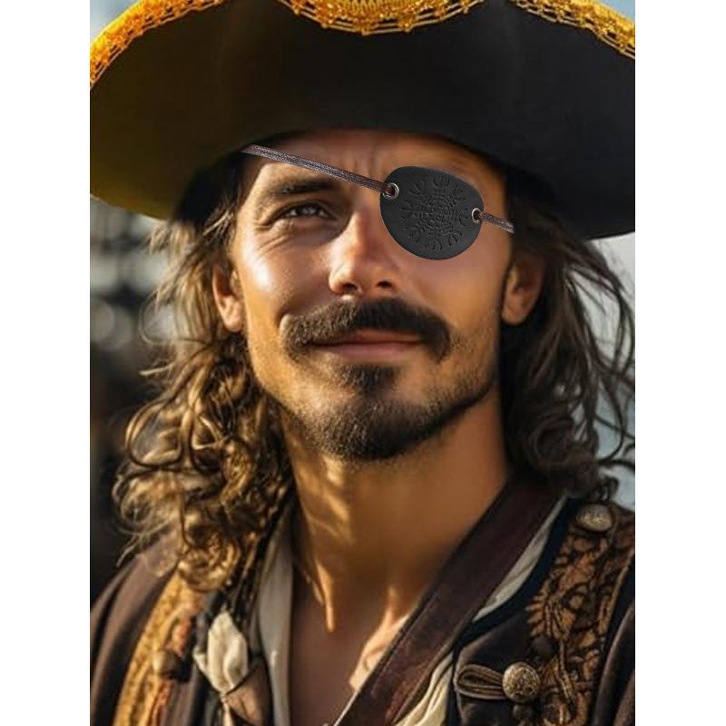 Gothic Leather Pirate Eyepatch: Adjustable Halloween Costume & Creative Cosplay Prop