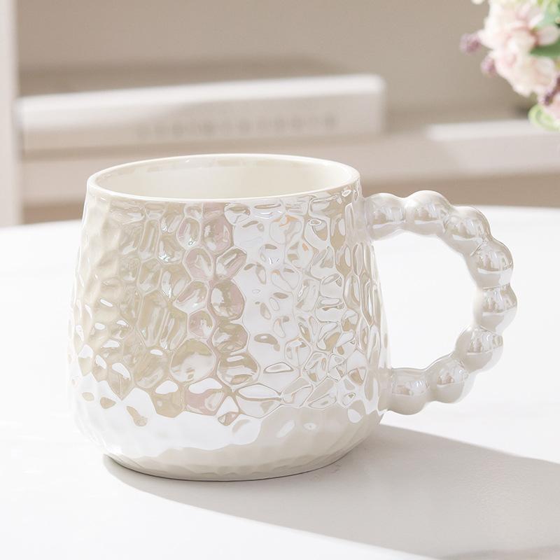 Ins Style Light Luxury Cup High Value Ceramic Mug Women with Lid Spoon Office Coffee Cup Couple Milk Cup