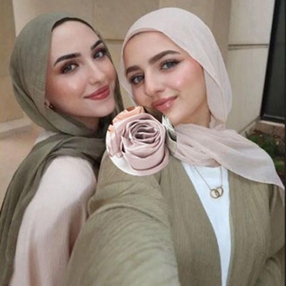 Luxury Chiffon Hijabs Breathable Long Shawl Turban New Women Cool Satin Smooth Crepe