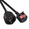 Portable Use Cable, EU 4.8mm Female Receptacle with British Three Pin Male End, Black Three Wire Cord for Mains Matching