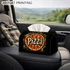 2D Flat 1pc Tissue Box Organizer, Vintage Food Art- Pizza Slice Text Design, Multifunctional Napkin Dispenser, Suitable for Home, Vehicle, And Event D