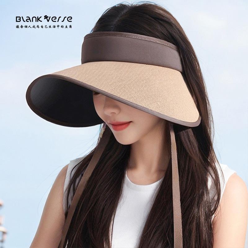 Extended Brim Sunshade Sunscreen Cap Women's Summer Protection Shawl UV Protection Cycling Straw Empty Top Sun Hat Foldable