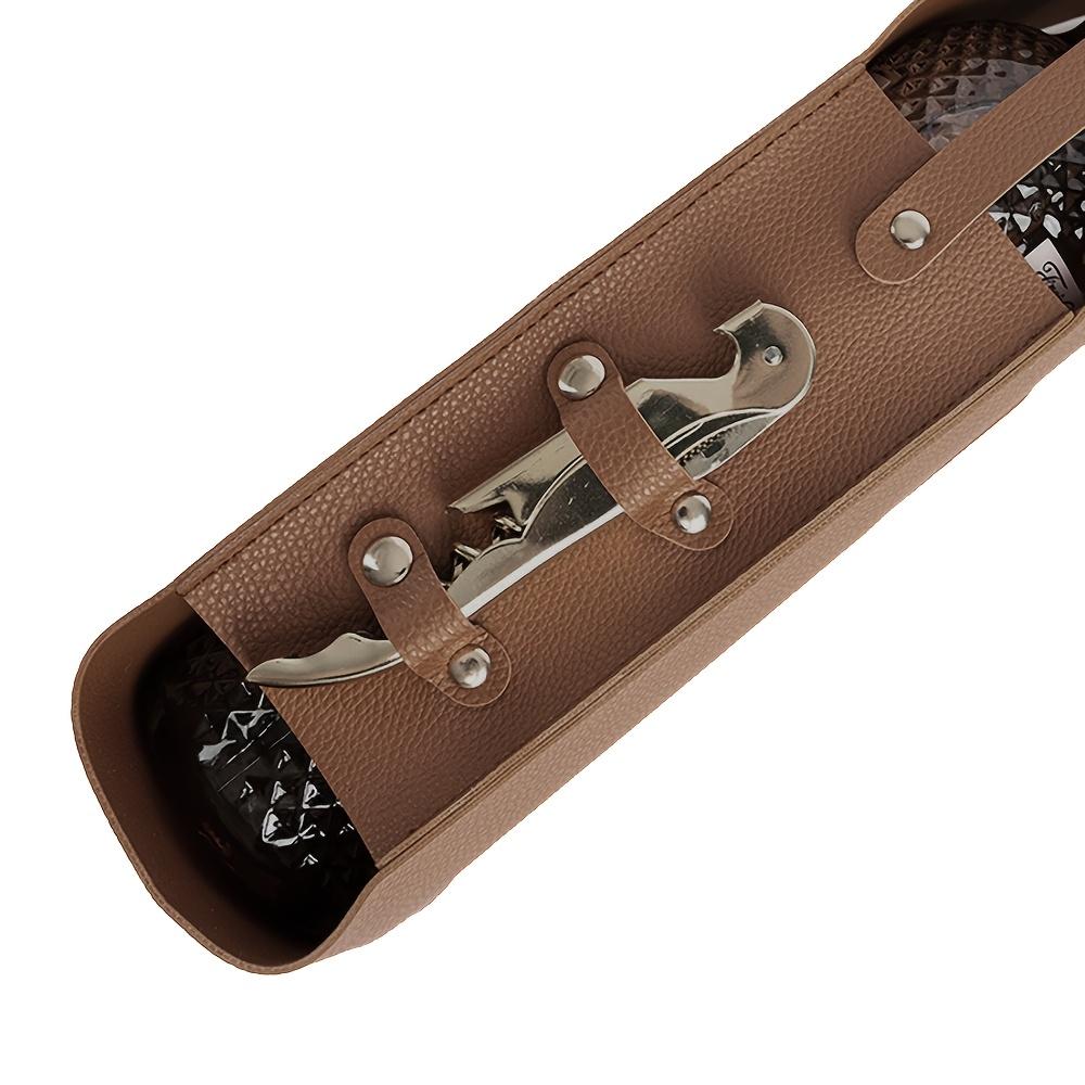 Single‑Pack PU‑Leather Wine Bottle Bag,Luxury Gift Pouch for Wine,Champagne,Rum,Vodka,Fashion Gift Bag for Bar & Party
