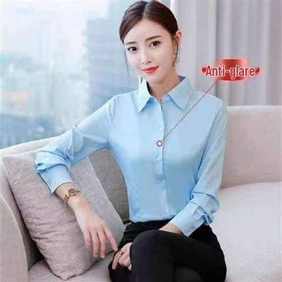 Korean Style Women's Plus Size Long Sleeve White Blouse