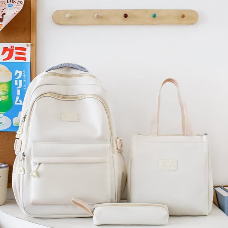 Three-piece nylon backpack student bag