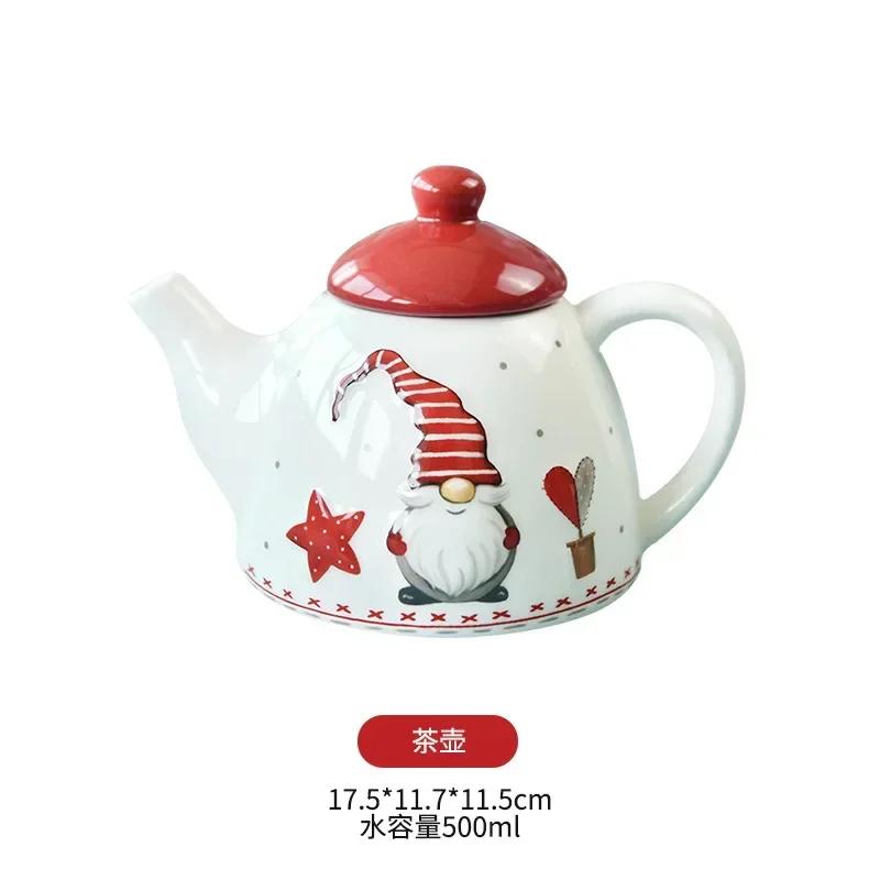 Nordic Santa cutlery set Western ceramic dinner plates Snack plate Creative Christmas gift home tea kettle cup sealed jar