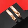 Exquisite Russian 585 Purple Gold Prismatic Smooth Car Flower Laser Earrings Rose Gold Plated Shiny Circle Earrings