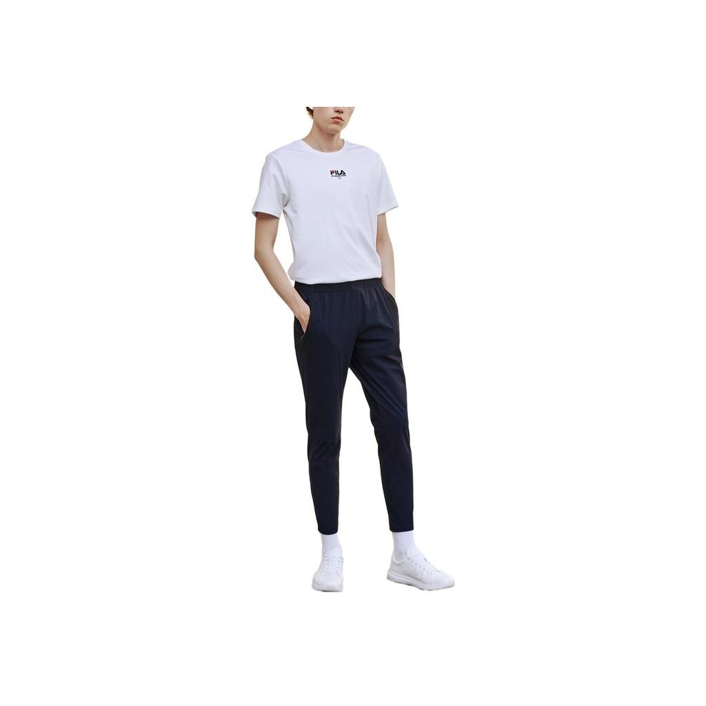 Fila Athletics Solid Color Print Logo Elastic Straight-Leg Sweatpants Men Bottoms Navy F51M114601FNV
