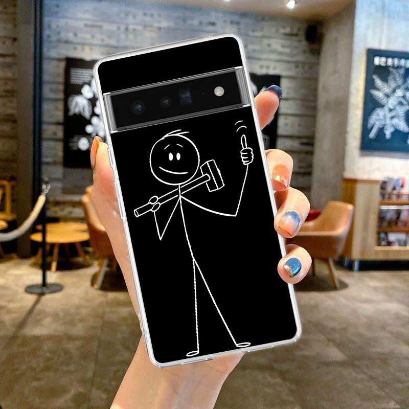 funny Cute Cartoon Matchman For Google Pixel 9 8 7 6 Pro Phone Case Soft For Pixel 6A 5 4 5A 4A 3A XL 5G Silicone Clear Cover
