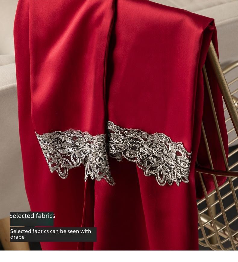 Frühlings-/Sommer Damen Seidig Weiches Pyjama-Set: Sling, Nachthemd, 5-teilige Homewear