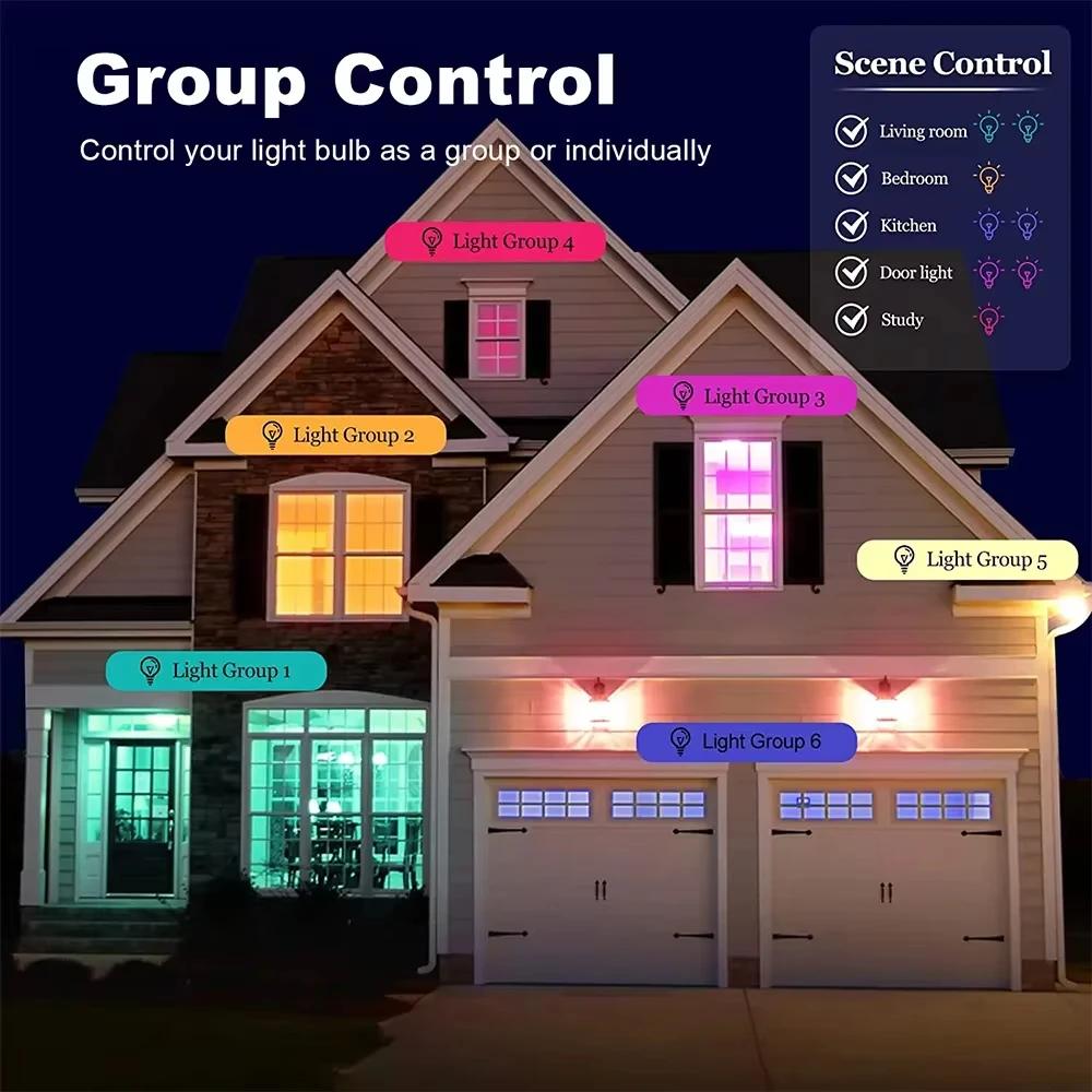 Smart Light Bulbs Wifi Bluetooth E27 E14 GU10 Color Changing LED Bulb Alexa Google Home Lamp Voice Tuya APP Control Music Rhythm