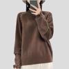 Women's Turtleneck Sweater Autumn Winter Beaded Loose Sweater Solid Color Pullover Knit top