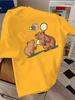 Male Cotton Crew Neck Tee Cartoon Capybara Play Badminton Fun Print Loose Short Sleeve Casual Summer Sports Daily Animal T Shirt