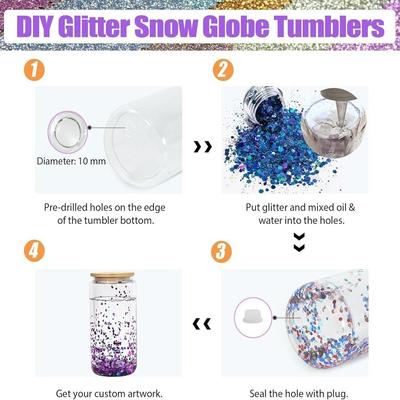 Bamboo Lids Mason Jar Cups 16oz(450ml) Capacity Break-Resistant Drinking Tumbler Double Layers Snow Globe Tumbler Wedding Party