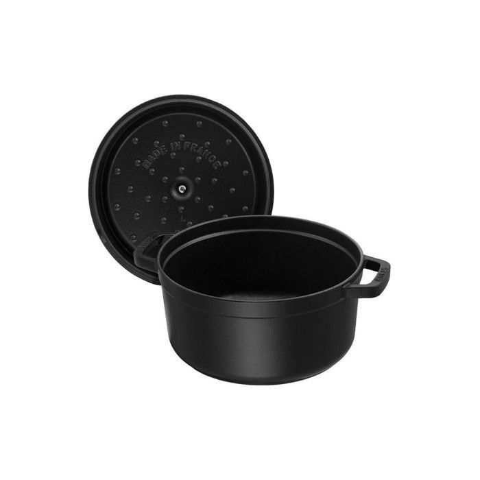 Cocotte ronde - staub - ø 24 cm - noir mat - compatible induction - couvercle auto-arrosant