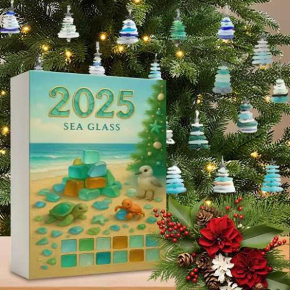 Acryl Seeglas Weihnachts-Adventskalender Baumform Weihnachtsbaum Anhänger Mittelstück