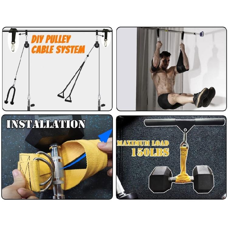 Dumbbell Barbell Rope Handle Strap Rope 150lbs Bearings Load Hanging T-bar Strap
