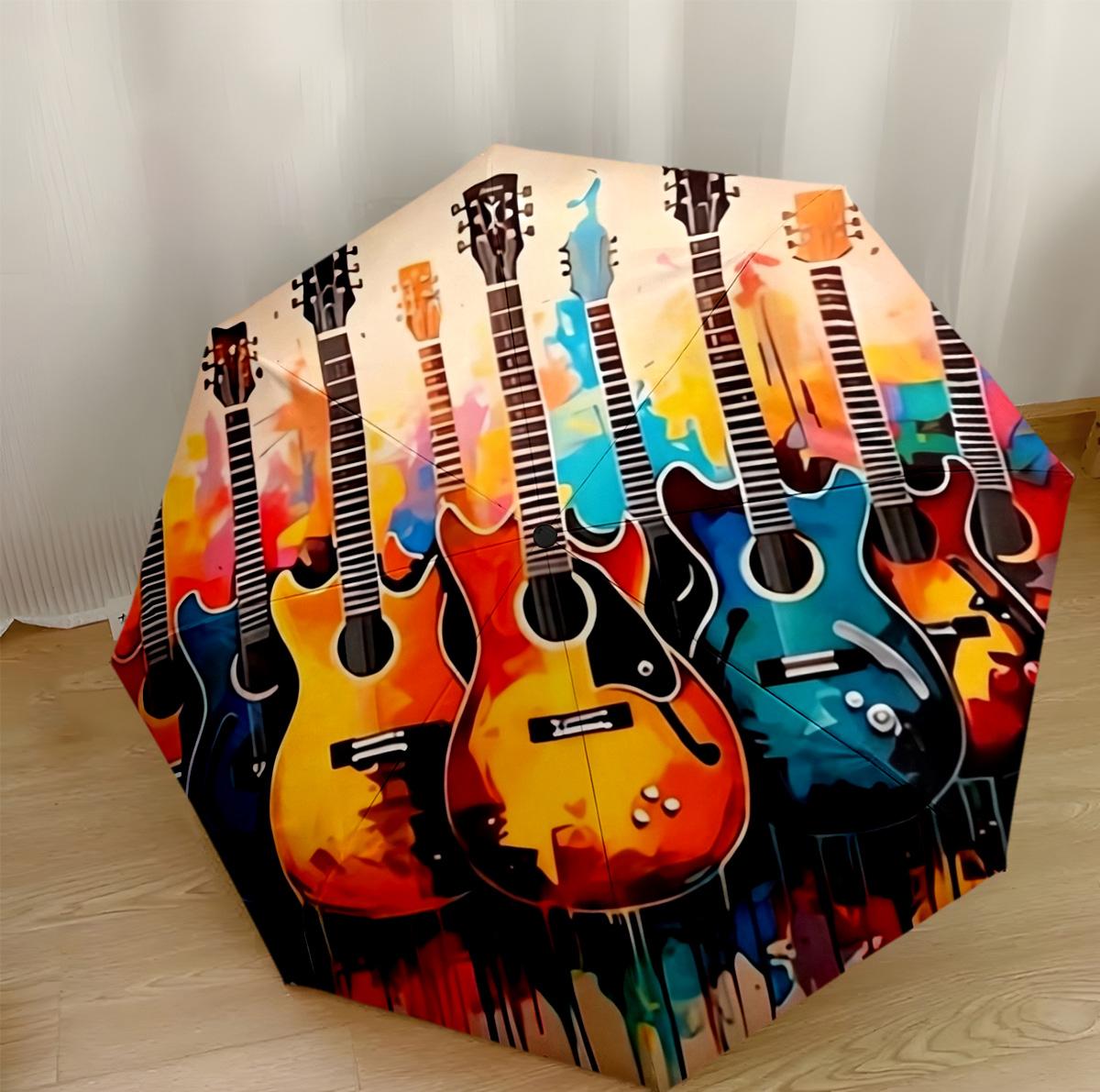 

Music Harmony Rainbow Automatic Umbrella with 8-Rib Durable Plastic & Iron All-Season Umbrella for Travel Vibrant Pattern Umbrella