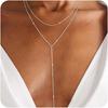 Collana a Lariat in Oro per Donna, Delicate Collane Lunghe Placcate Oro 14k Collane Stratificate a Goccia a Forma di Y per Donna Gioielli Semplici alla Moda per il Ballo